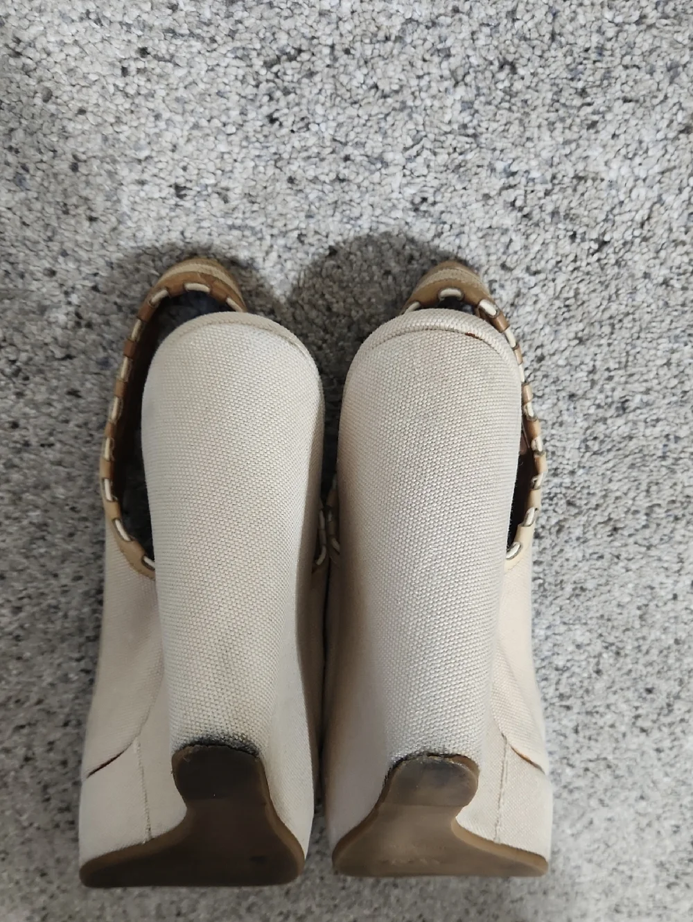 ALAIA CANVAS WOVEN WEDGE CREAM/BROWN SIZE 37/US 6.5